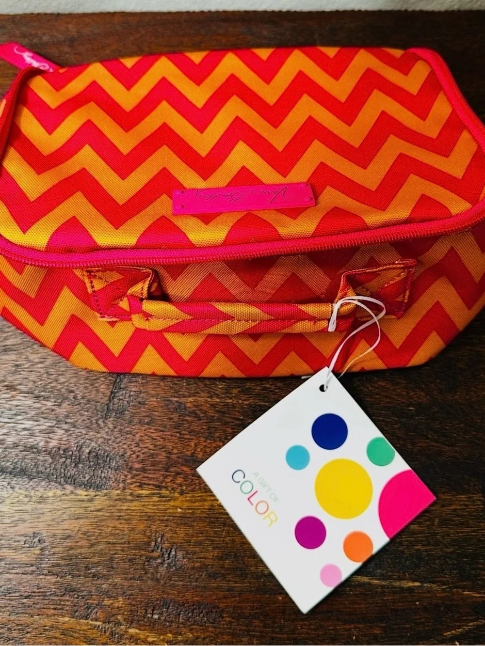 NWT Vera Bradley Pink and Orange Chevron‎ Cosmetic Pouch